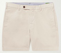 Gerade geschnittene Shorts aus Baumwoll-Twill in Stückfärbung