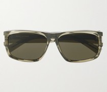 New Wave Sonnenbrille mit rechteckigem Rahmen aus Azetat