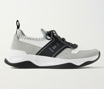 Shadow Rubber and Suede-Trimmed Mesh Sneakers