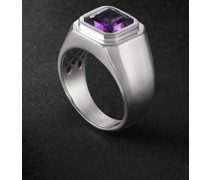 Siegelring aus 14 Karat Weißgold mit Amethyst