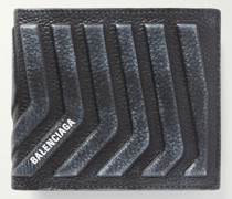 Aufklappbares Portemonnaie aus vollnarbigem Leder mit Logoprint