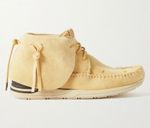 Lhamo-Folk Stiefel aus Veloursleder mit Zierperlen
