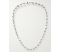 Perlenkette mit Details aus Silber und Emaille