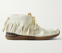 FBT Shaman-Folk Stiefel aus Veloursleder mit Fransen und Zierperlen