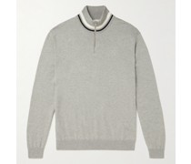 Striped Cotton and Merino Wool-Blend Half-Zip Sweater