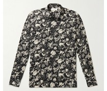 Floral-Print Silk Crepe de Chine Shirt