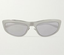 Verspiegelte Sonnenbrille mit silberfarbenem D-Rahmen