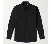 Work Hemd aus Gabardine aus einer Baumwoll-Leinenmischung mit Button-Down-Kragen