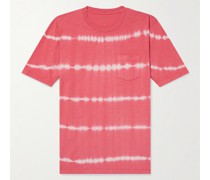 T-Shirt aus gestreiftem Flammgarn-Jersey aus Baumwolle mit Batikmuster