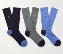 Set aus drei Paar Socken in Rippstrick mit Stretch-Anteil