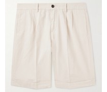 Scandola gerade geschnittene Shorts aus einer Baumwollmischung mit Falten