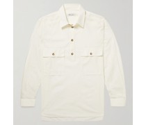 Oversized Cotton-Poplin Half-Placket Shirt