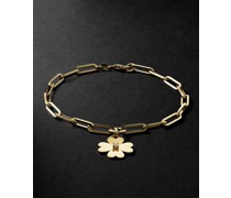 Classic Fob Clip Chain Armband und Four Heart Clover Anhänger aus Gold mit Diamant