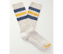 Outsiders Striped Ribbed Mélange Recycled Cotton-Blend Socks