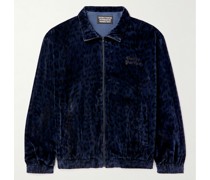 Trainingsjacke aus Baumwollsamt mit Leopardenprint und Stickereien
