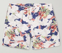 Gerade geschnittene mittellange Badeshorts aus recycelten Fasern mit Print
