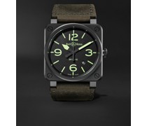 BR 03-92 Nightlum Automatic 42 mm Uhr aus Keramik mit Lederarmband, Ref.- Nr. BR0392-BL3-CE/SCA