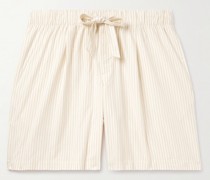 + Birkenstock gerade geschnittene Pyjama-Shorts aus gestreifter Biobaumwollpopeline mit Falten