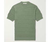 Slim-Fit Pointelle-Knit Cotton-Blend T-Shirt