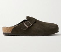 Boston Clogs aus Veloursleder mit Shearling-Futter