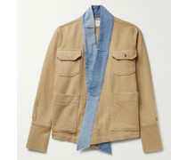 GL1 Shawl-Collar Denim-Trimmed Wool and Cotton-Blend Twill Jacket