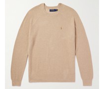 Sweatshirt aus Baumwolle in Rippstrick mit Logostickerei