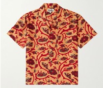 Hemd aus Seide mit Blumenprint und Reverskragen