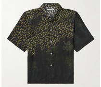 Box Hemd aus einer Baumwoll-Seidenmischung mit Blumenprint und Reverskragen