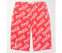 + Coca-Cola gerade geschnittene Shorts aus bedrucktem Baumwoll-Canvas mit Distressed-Details