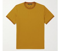 T-Shirt aus Sea-Island-Baumwoll-Piqué mit Kontrastdetails