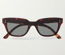 Sonnenbrille mit eckigem Rahmen aus Azetat in Schildpattoptik
