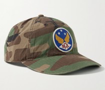Baseballkappe aus Baumwoll-Ripstop mit Logoapplikation und Camouflage-Print