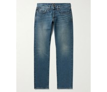 Schmal geschnittene Jeans aus Selvedge in Stück-Waschung