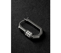 Lock Small Blackened White Gold Diamond Single Earring