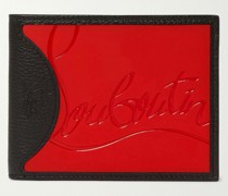 Aufklappbares Portemonnaie aus Leder und PU mit Logoprägung