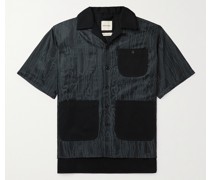 Aloha Hemd aus glänzendem Jacquard und Baumwoll-Twill mit Reverskragen