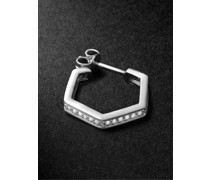 Hexagon Medium White Gold Diamond Single Hoop Earring