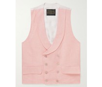 Slim-Fit Double-Breasted Linen-Twill Waistcoat