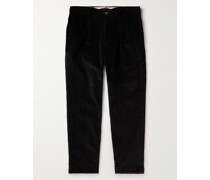 Tapered Pleated Cotton-Blend Corduroy Trousers