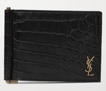 Logo-Appliquéd Leather Wallet with Money Clip