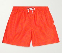 Straight-Leg Mid-Length Printed Swim Shorts