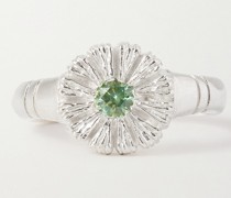 Flower Press Ring aus Sterlingsilber mit Saphir