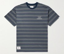 T-Shirt aus gestreiftem Baumwoll-Jersey mit Logostickerei