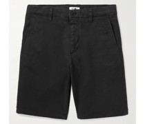 Crown 1005 gerade geschnittene Shorts aus Stretch-Baumwoll-Twill in Stückfärbung