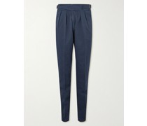 Manny Slim-Fit Tapered Pleated Cotton-Twill Trousers