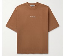 Extorr T-Shirt aus Baumwoll-Jersey mit Logoflockdruck in Stückfärbung