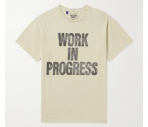 Work In Progress T-Shirt aus Baumwoll-Jersey mit Print in Distressed-Optik
