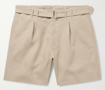 Weit geschnittene Shorts aus Leinen mit Falten und Gürtel