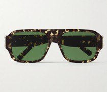 Sonnenbrille mit D-Rahmen aus Azetat in Schildpattoptik und goldfarbenen Details