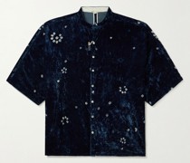 Grandad-Collar Embroidered Silk and Cotton-Blend Shirt